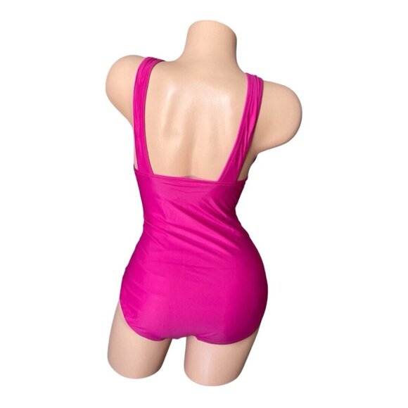 J Crew Ruched V-Neck One-Piece Swimsuit size 4 S Pink - Picture 4 of 5